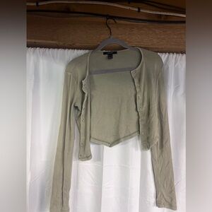 Olive green button up sweater